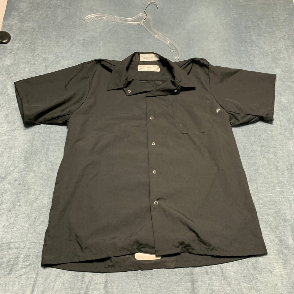 Pinnacle Shirt Mens Large Black Snap Button Camp Collar Chest Pocket Casual Fit